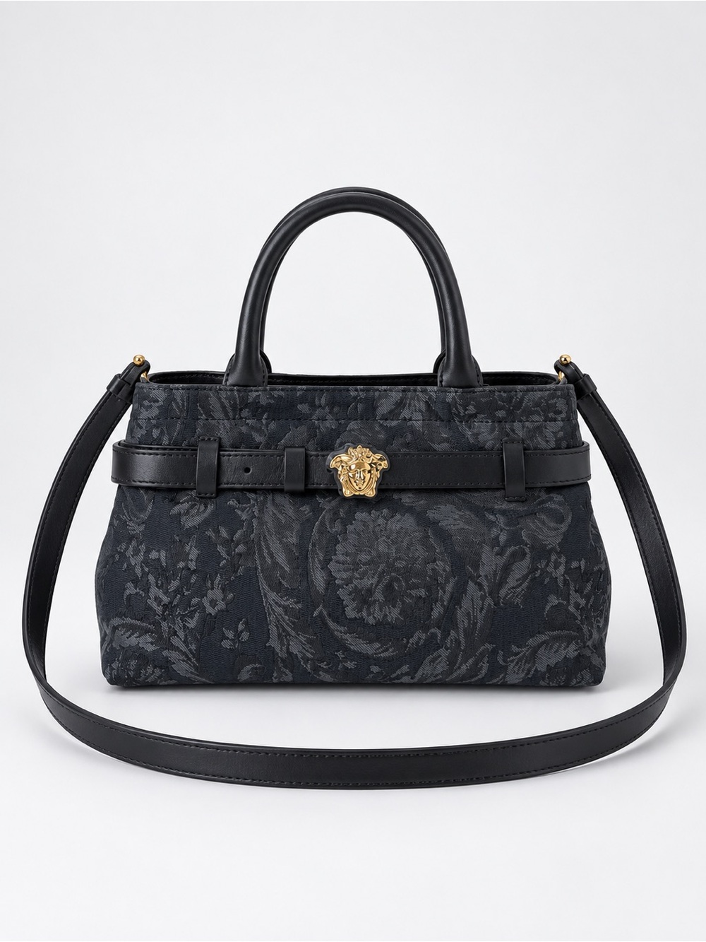 Versace Medusa Black Jacquard Medusa Belt-Detail Tote